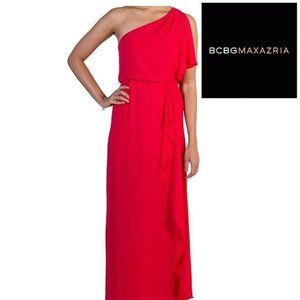 One-Shoulder Cascading Red Dress